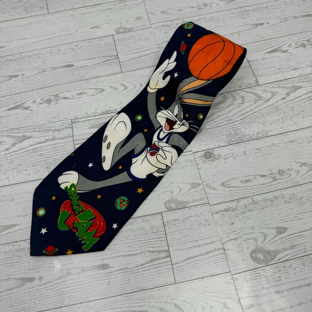Space Jam Bugs‎ Bunny Basketball Necktie Men's Navy Polyester